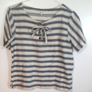 Madewell striped tie front shirt